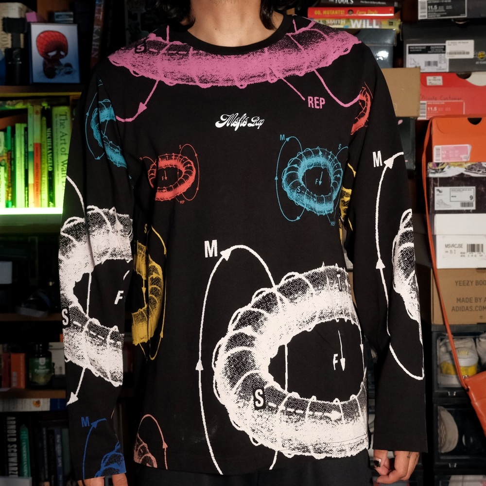 msftSrep Black Graphic Long Sleeve Shirt